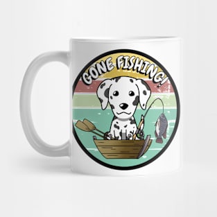 Cute dalmatian dog has gone fishing Mug